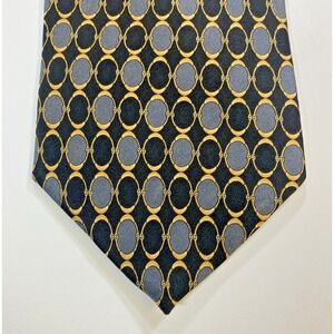 Bert Pulitzer Black Gray Yellow Silk Vintage Geometric Necktie Made in USA